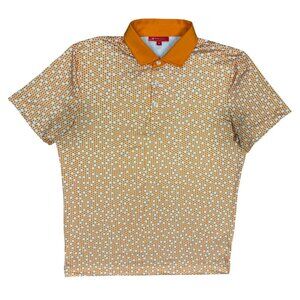 Men's Orange Printed Polo Shirt - Short Sleeve
